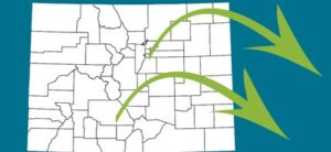 Colorado County map with arrows