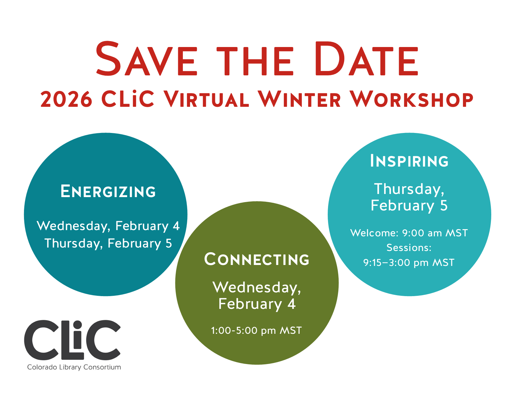 Save the Date 2026 Virtual Winter Workshop February 4-5, 2026